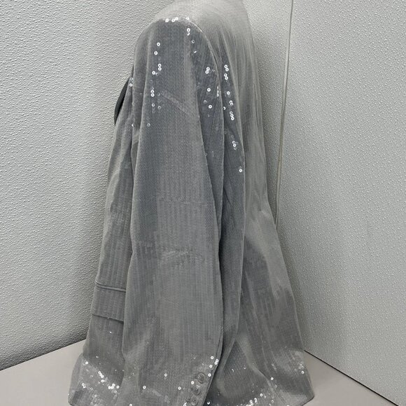 Good American Women’s Oversized Sequined Blazer Size 2XL Grey - Picture 3 of 7